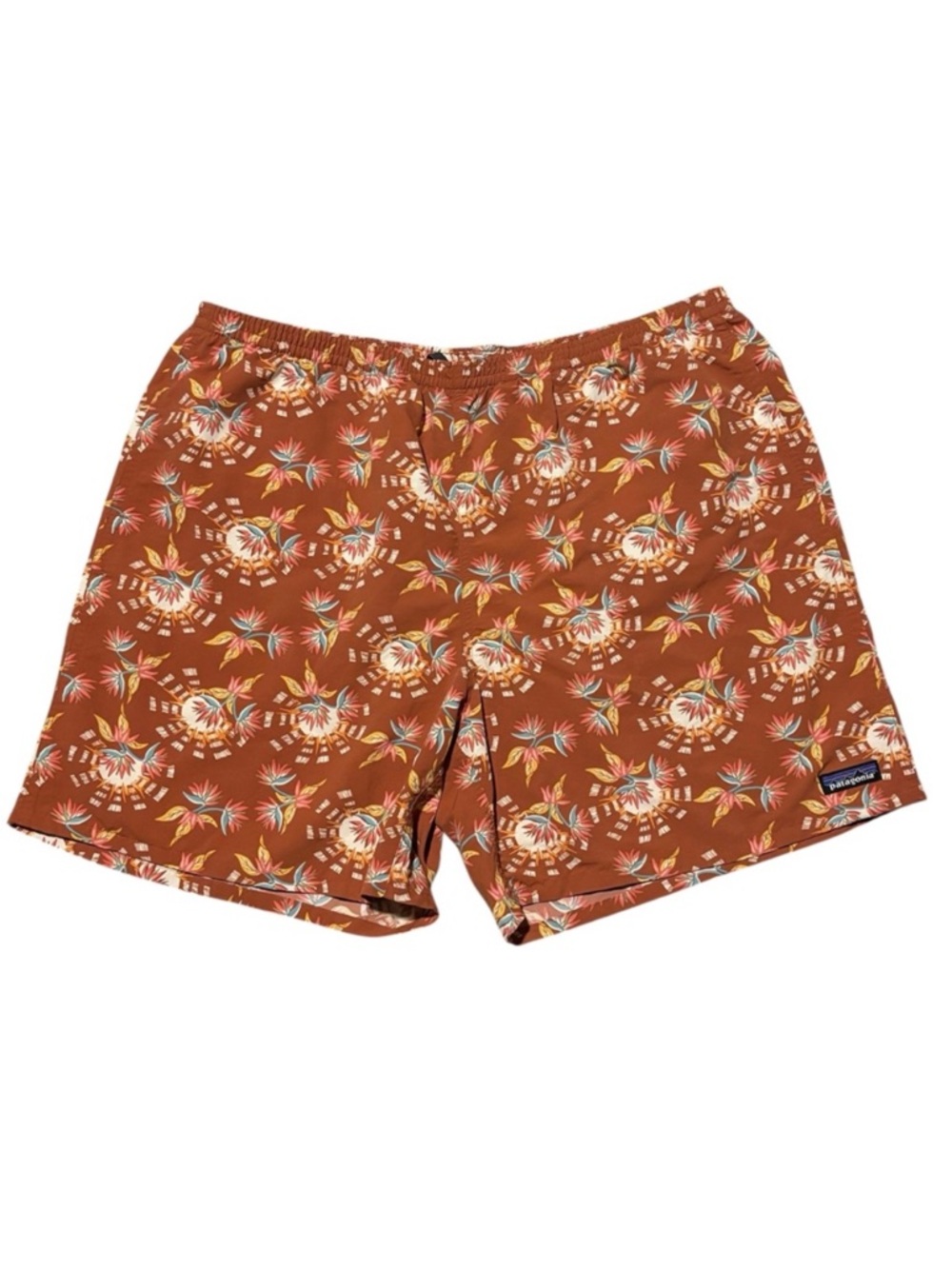 Patagonia Rust Floral Board Shorts with Black Mesh Liner